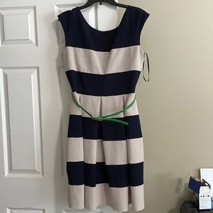 Tiana B. Navy blue & tan dress